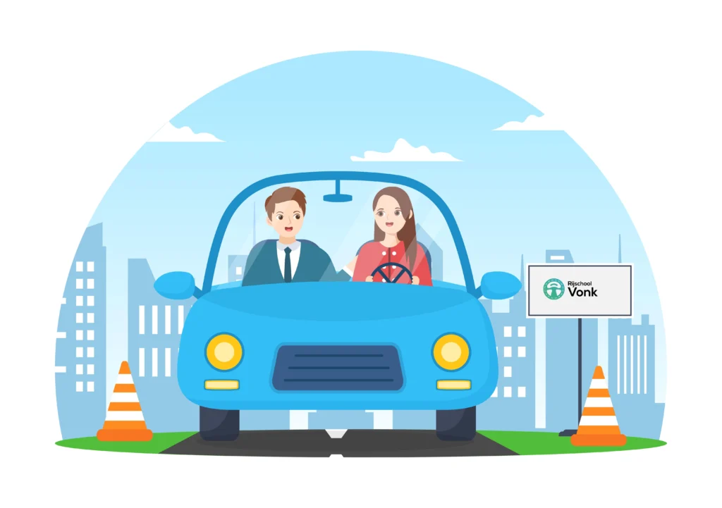 Rijinstructeur en leerling in de auto